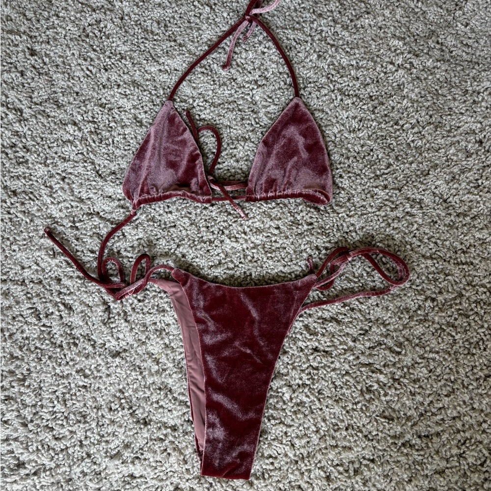 Velvet pink Bikini Set